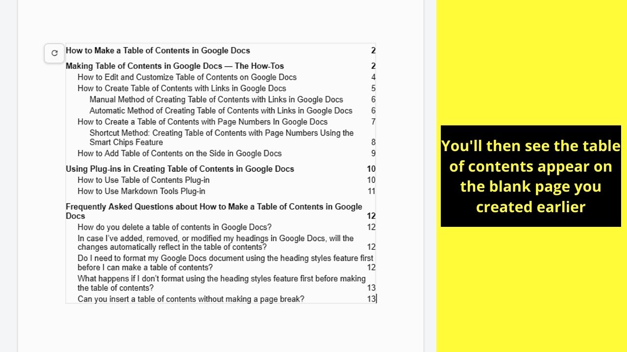 How to Make a Table of Contents in Google Docs Step 10.2