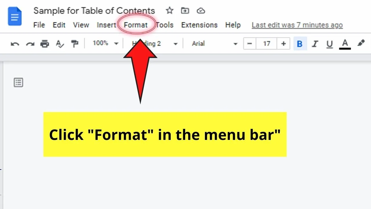 How to Make a Table of Contents in Google Docs Step 4