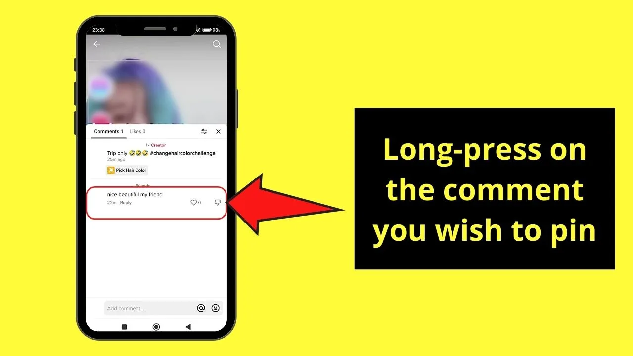 How to Pin a Comment on Tiktok Step 5