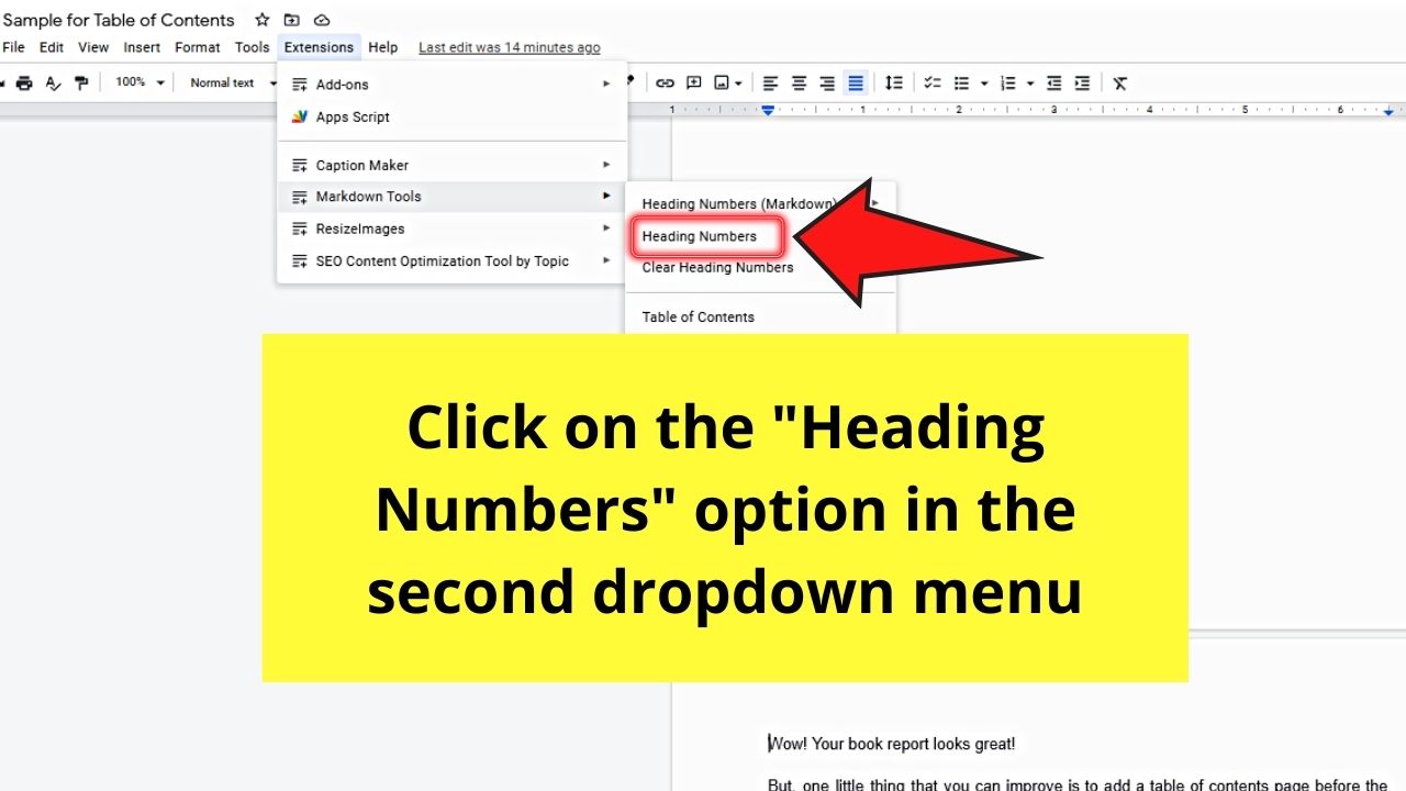 Using Plug-ins in Creating Table of Contents in Google Docs (Markdown Tools) Step 4.1