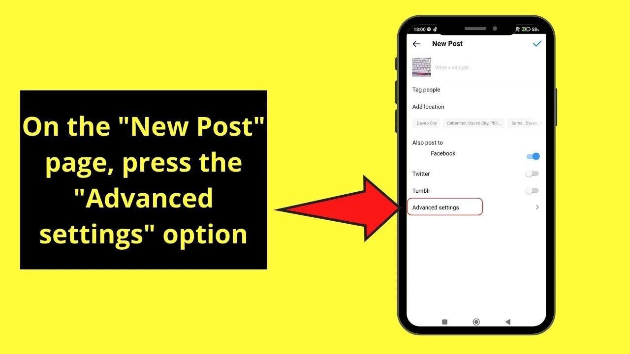 Where are the Advanced Settings on Instagram Step 5
