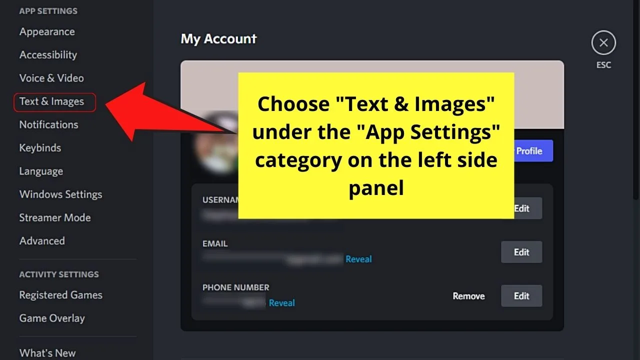Disabling GIFs on Discord by Deactivating Display Options on PC Step 2