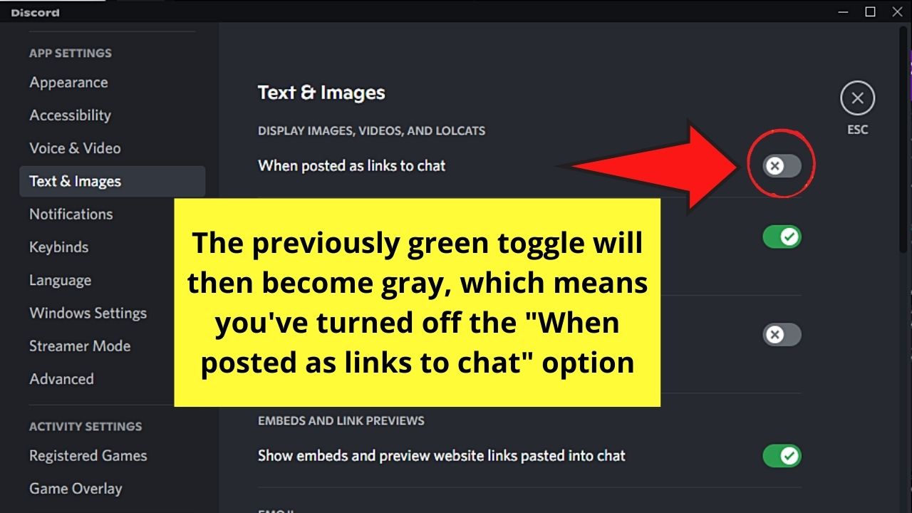 Disabling GIFs on Discord by Deactivating Display Options on PC Step 3.2