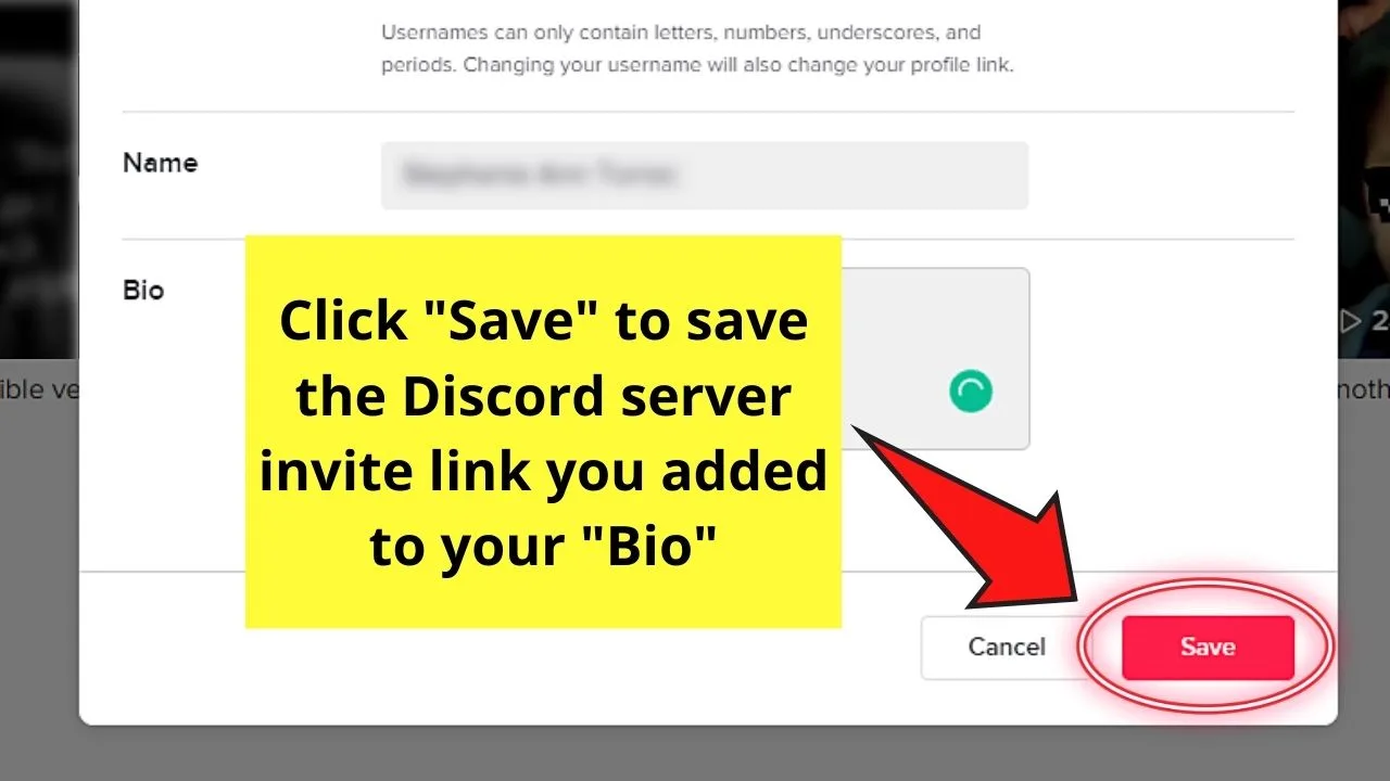 How to Add a Discord Link to Your Tiktok Using a PC Step 12.3