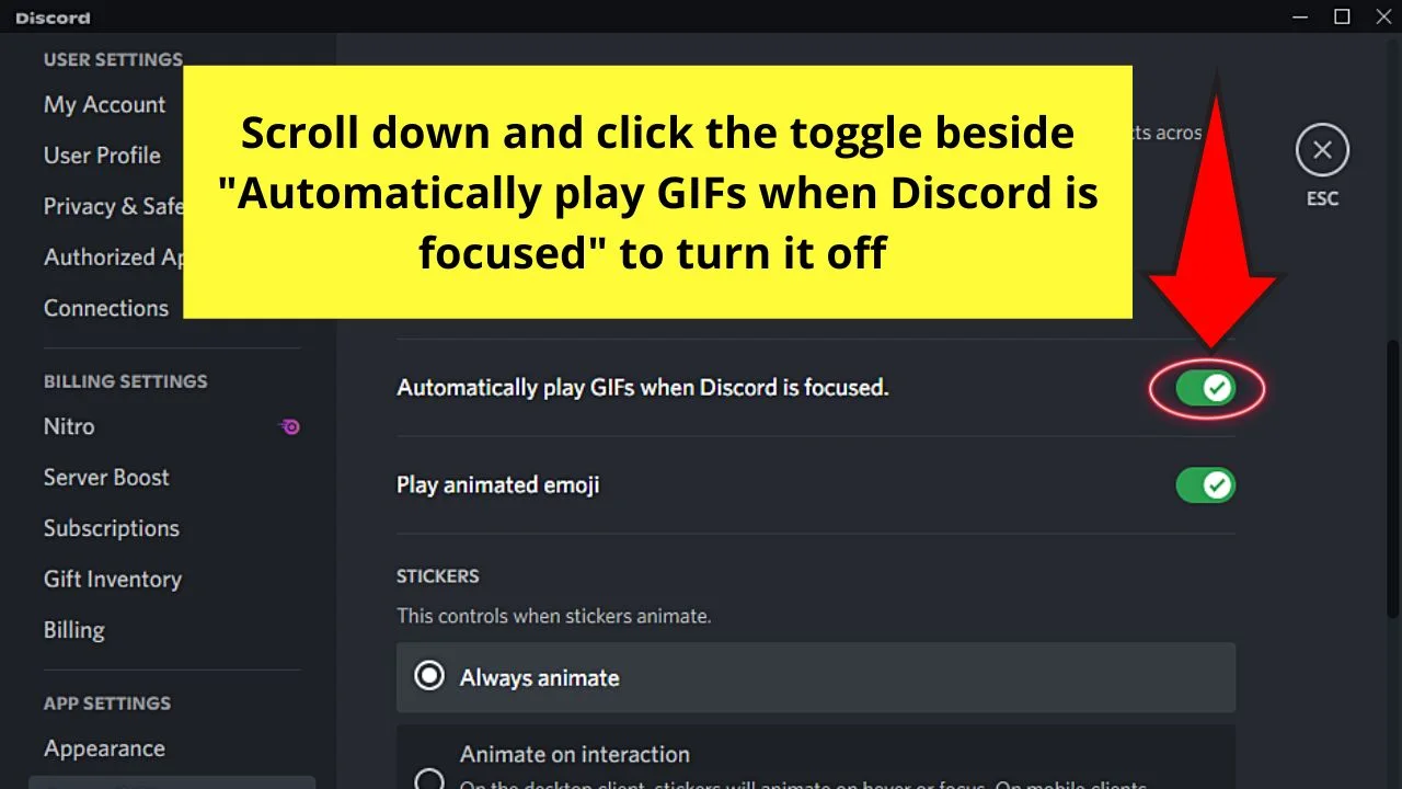 How to Disable GIFs on Discord on Your PC Step 3