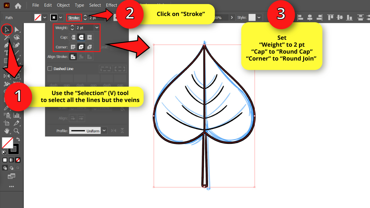 How to Draw a Leaf in Illustrator Step 16