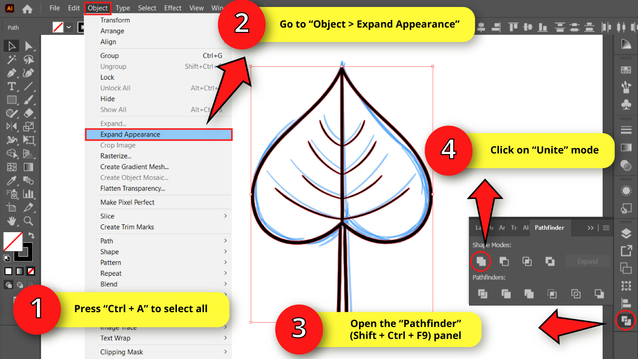 How to Draw a Leaf in Illustrator Step 17