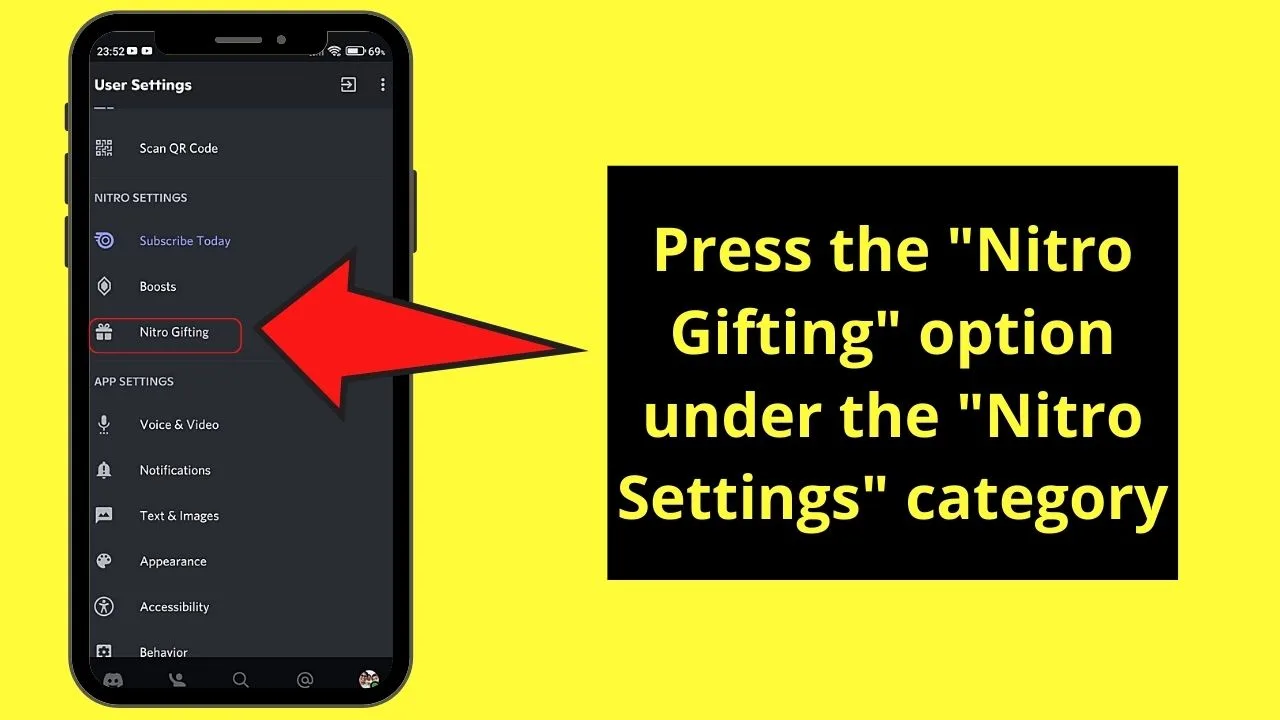 How to Gift Discord Nitro Using a Mobile Device Step 3