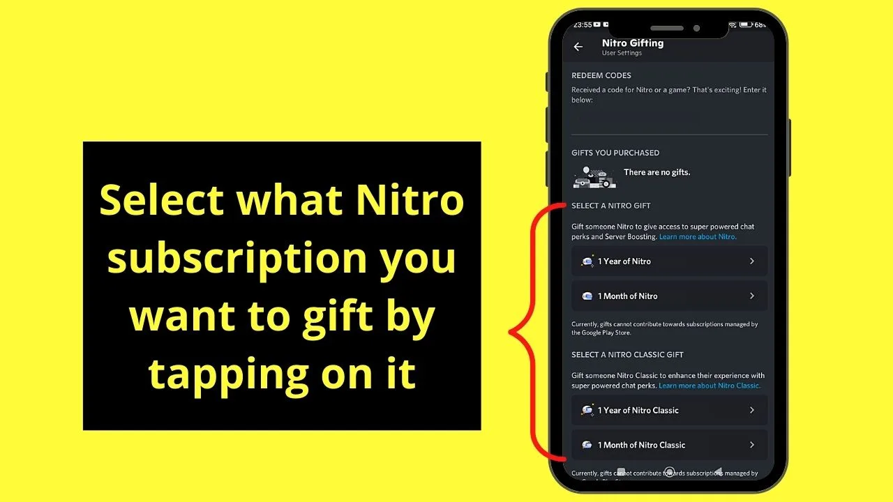How to Gift Discord Nitro Using a Mobile Device Step 4