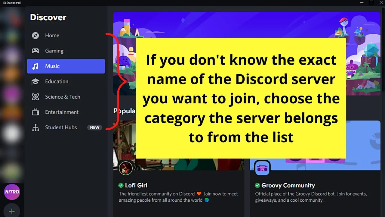 How to Join a Discord Server Without an Invite Using the Explore Feature Step 2