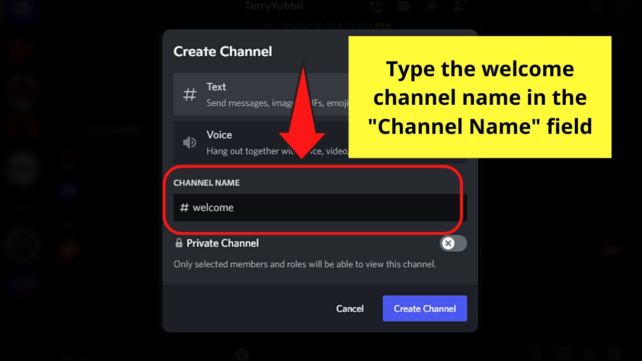 How to Make a Welcome Channel in Discord on a Desktop Step 3