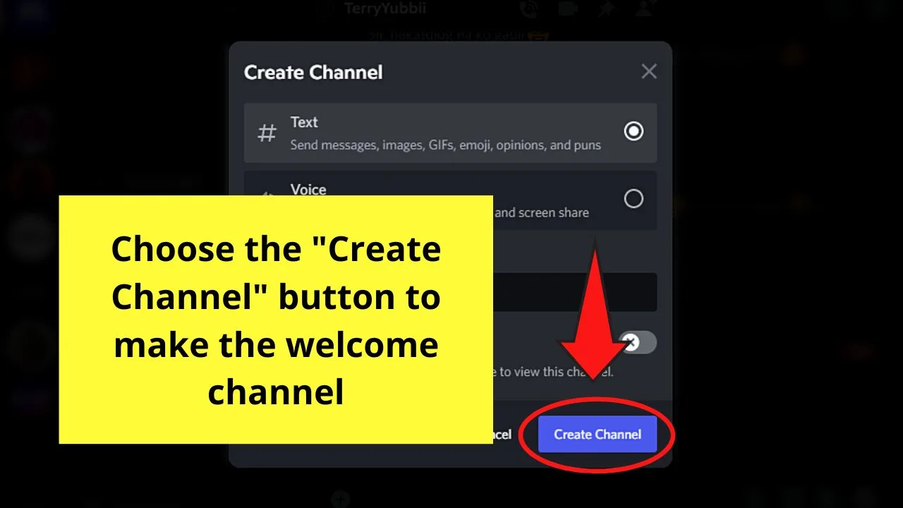 How to Make a Welcome Channel in Discord on a Desktop Step 4