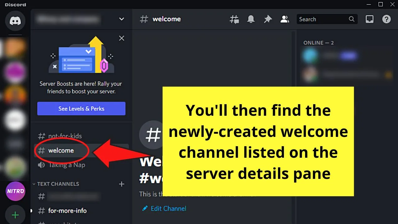 How to Make a Welcome Channel in Discord on a Desktop Step 4