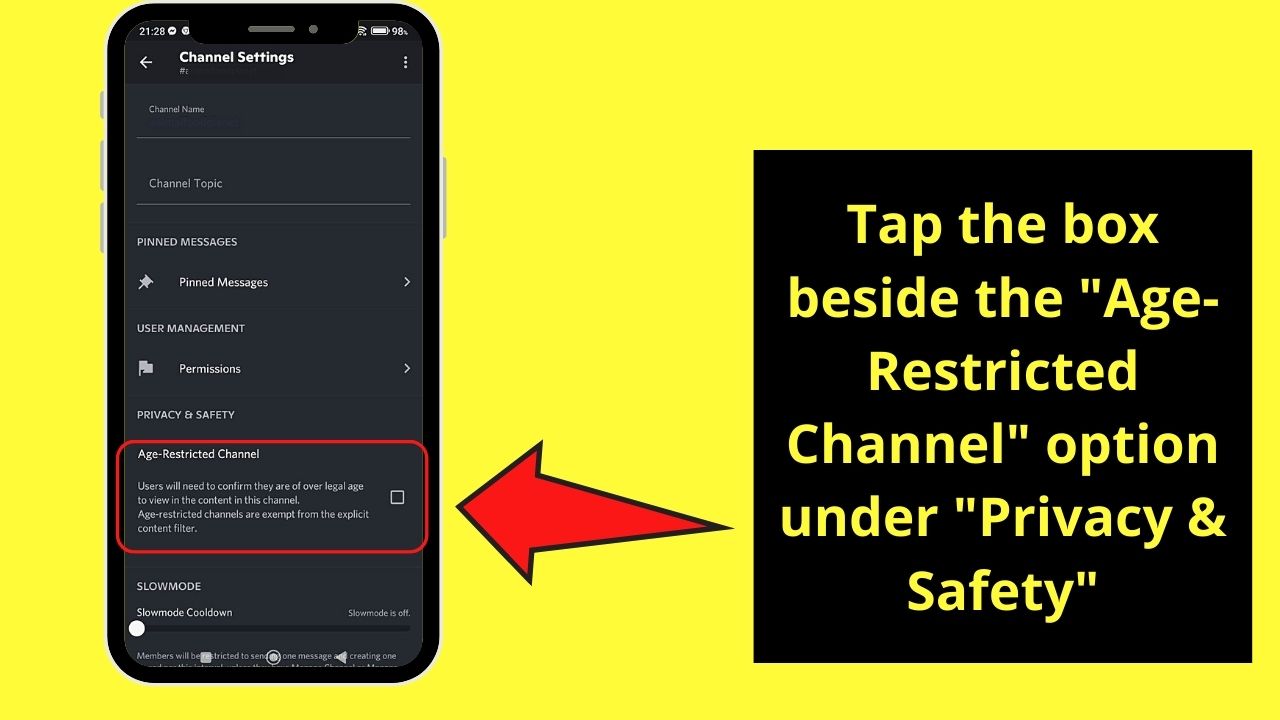 How to Make an NSFW Channel Out of an Existing Channel on Discord Mobile Step 7