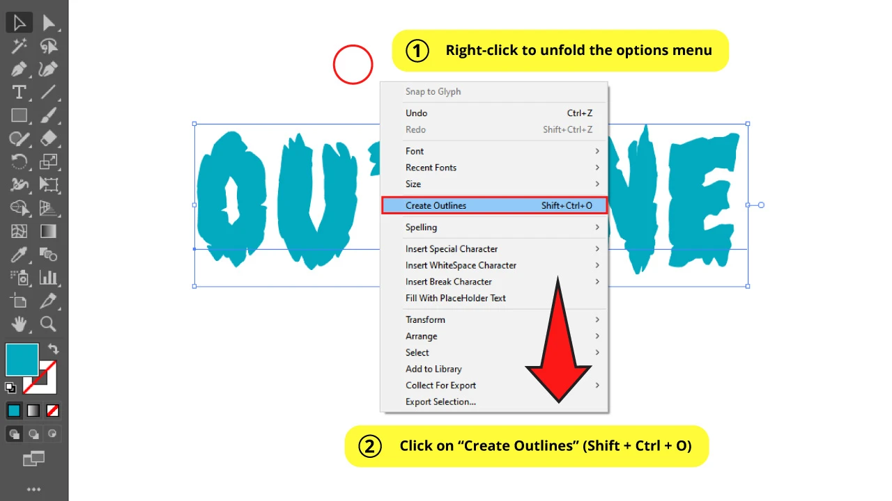 How to Outline Text in Illustrator Step 2