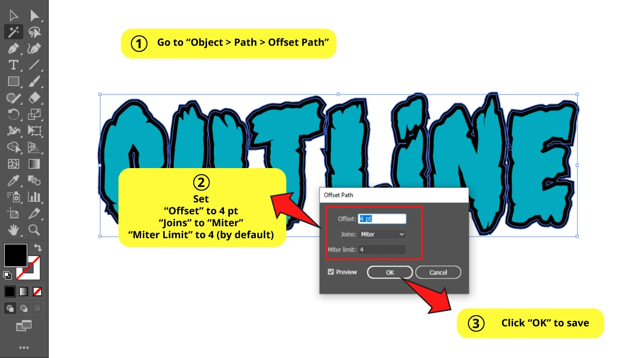 How to Outline Text in Illustrator Step 6