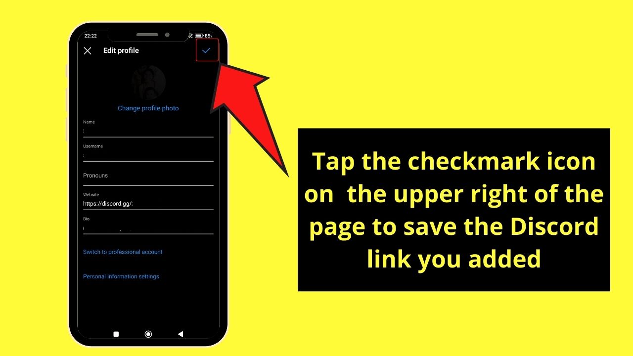 How to Put a Discord Link in Your Instagram Bio — Mobile Version Step 12.2