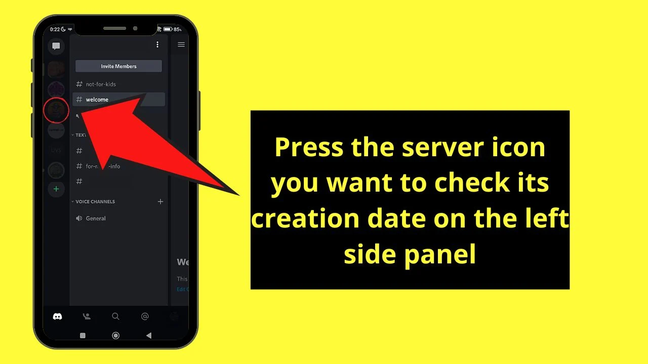How to See When a Discord Server Got Made on a Mobile Phone Step 6