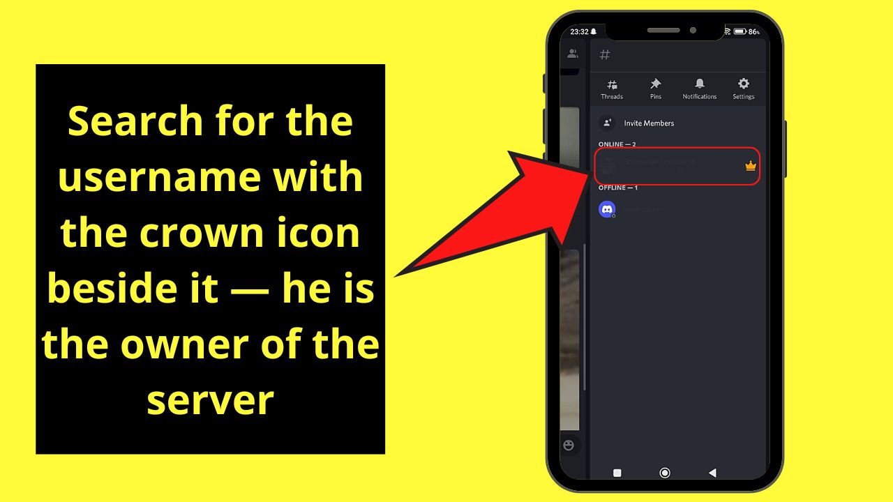 How to See Who Owns a Discord Server by Checking the Crown Icon Using a Mobile Device Step 2