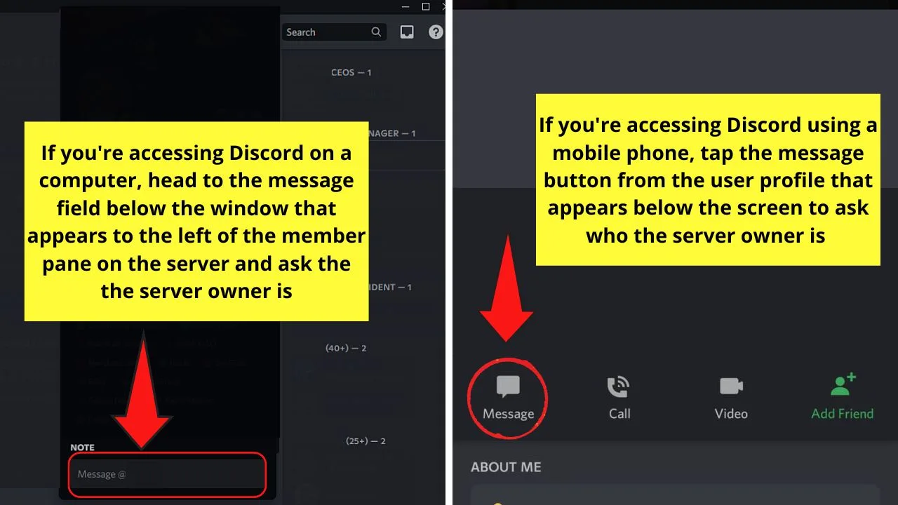 How to See Who Owns a Discord Server by Sending a Direct Message to the Server Admins Step 2