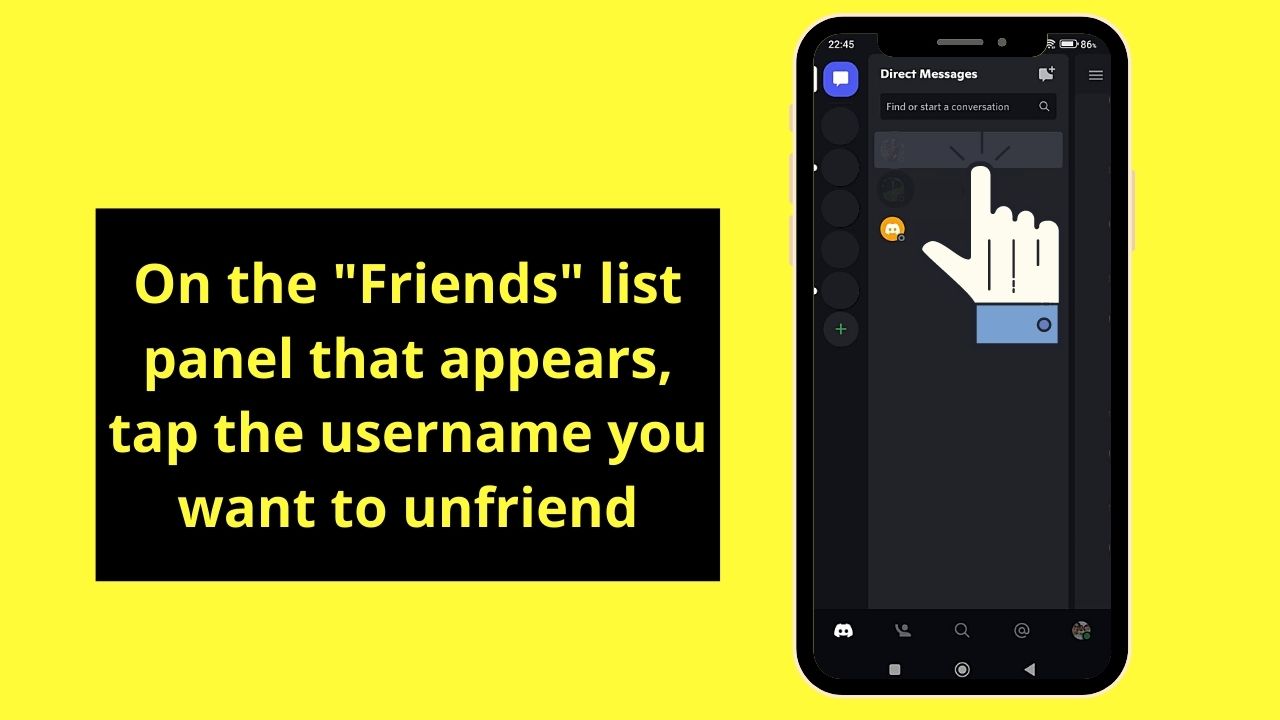 How to Unfriend Someone on Discord Mobile from Messages Step 3