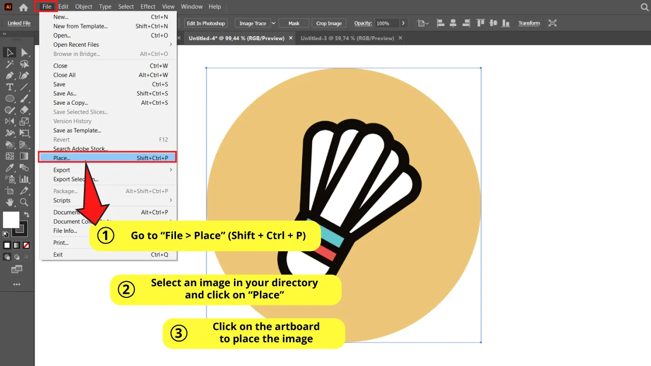 How to Vectorize a Basic Colored Image Using Live Image Trace in Illustrator Step 1