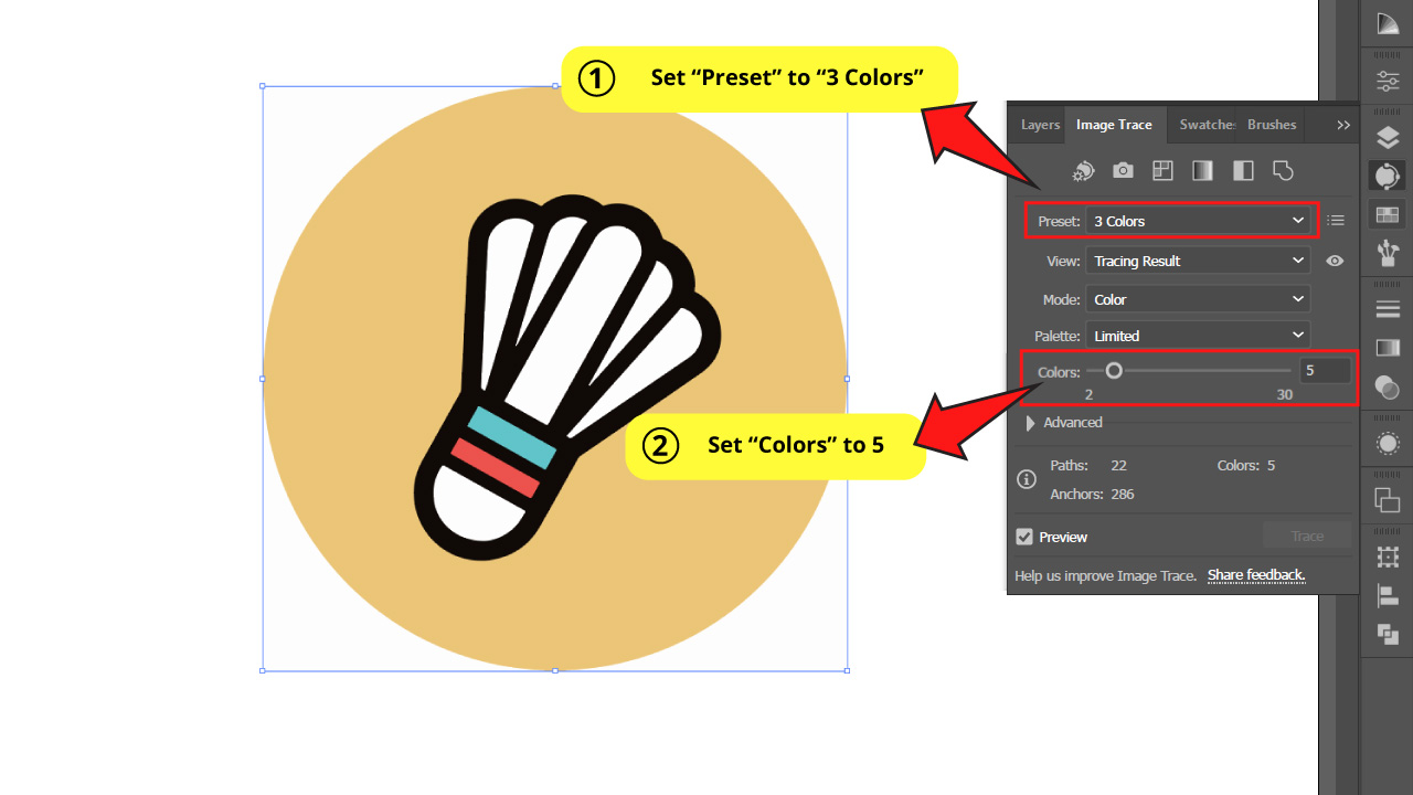 How to Vectorize a Basic Colored Image Using Live Image Trace in Illustrator Step 3