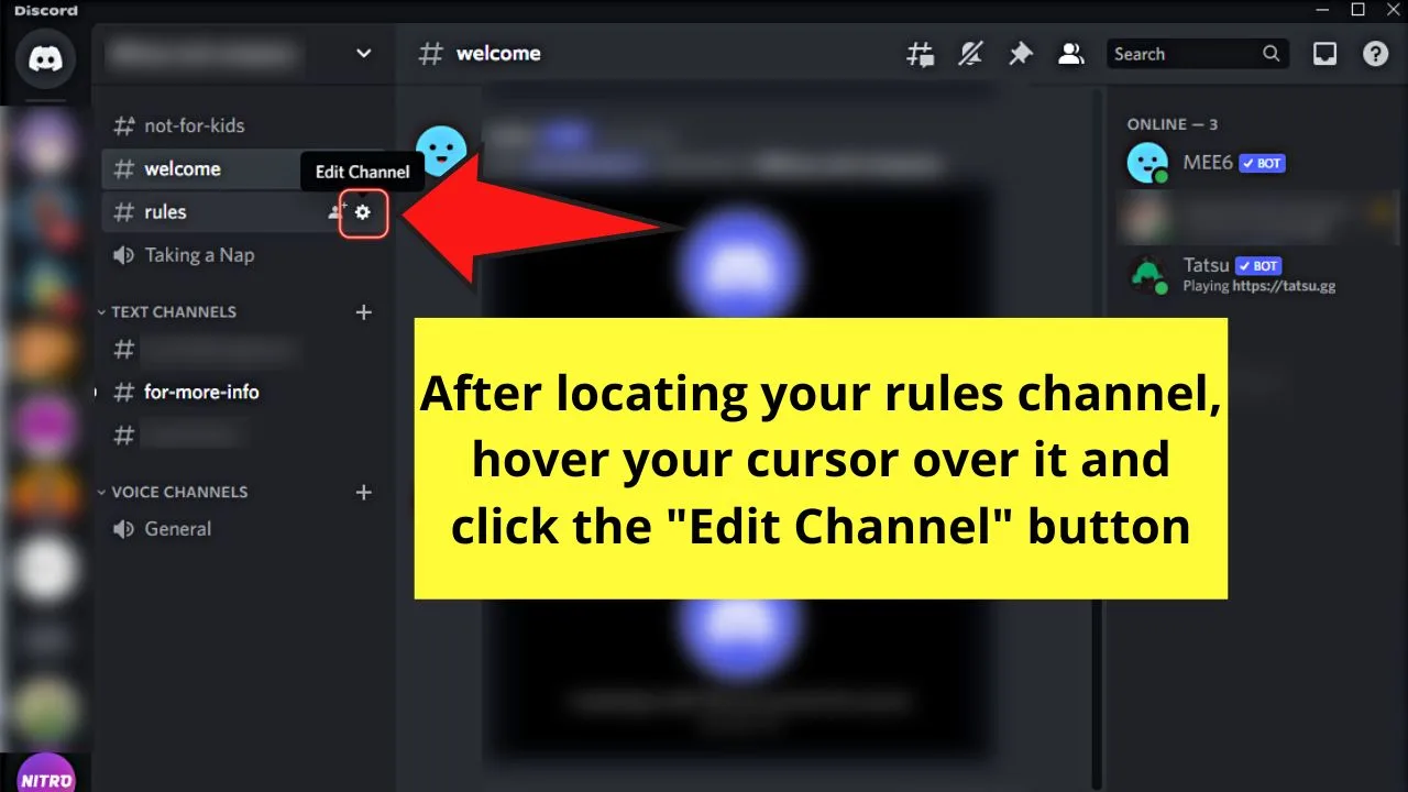 Making a Rules Channel in Discord by Linking Webhooks Step 1