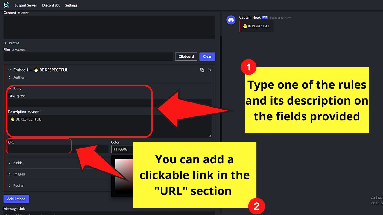 Making a Rules Channel in Discord by Linking Webhooks Step 12