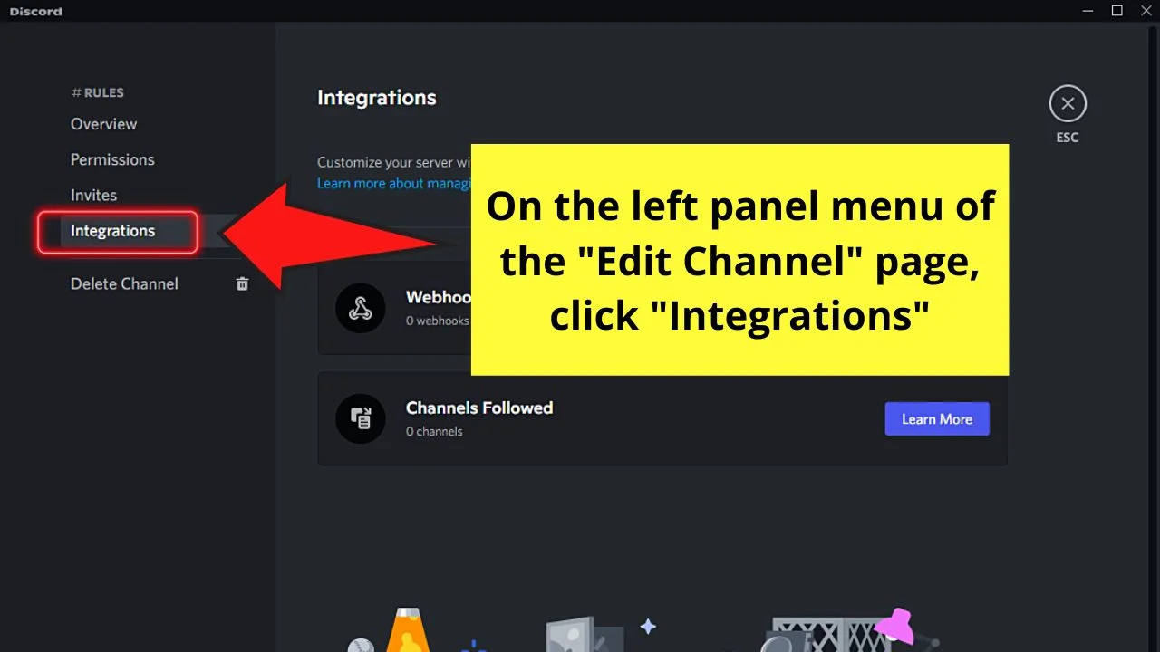 Making a Rules Channel in Discord by Linking Webhooks Step 2