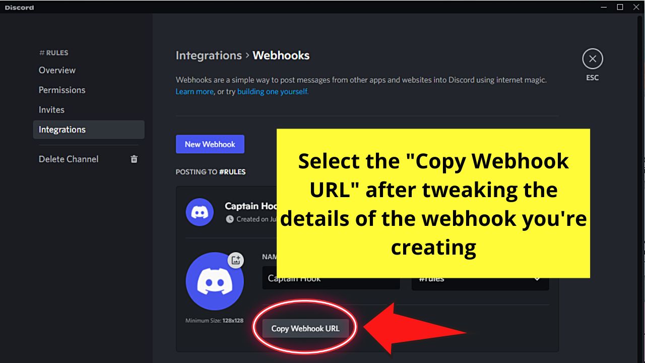 Making a Rules Channel in Discord by Linking Webhooks Step 6
