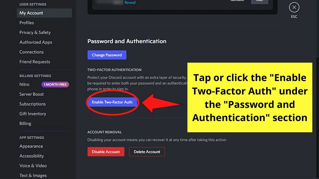 Activating 2FA for Server Admins to Become a Discord Partner Step 3