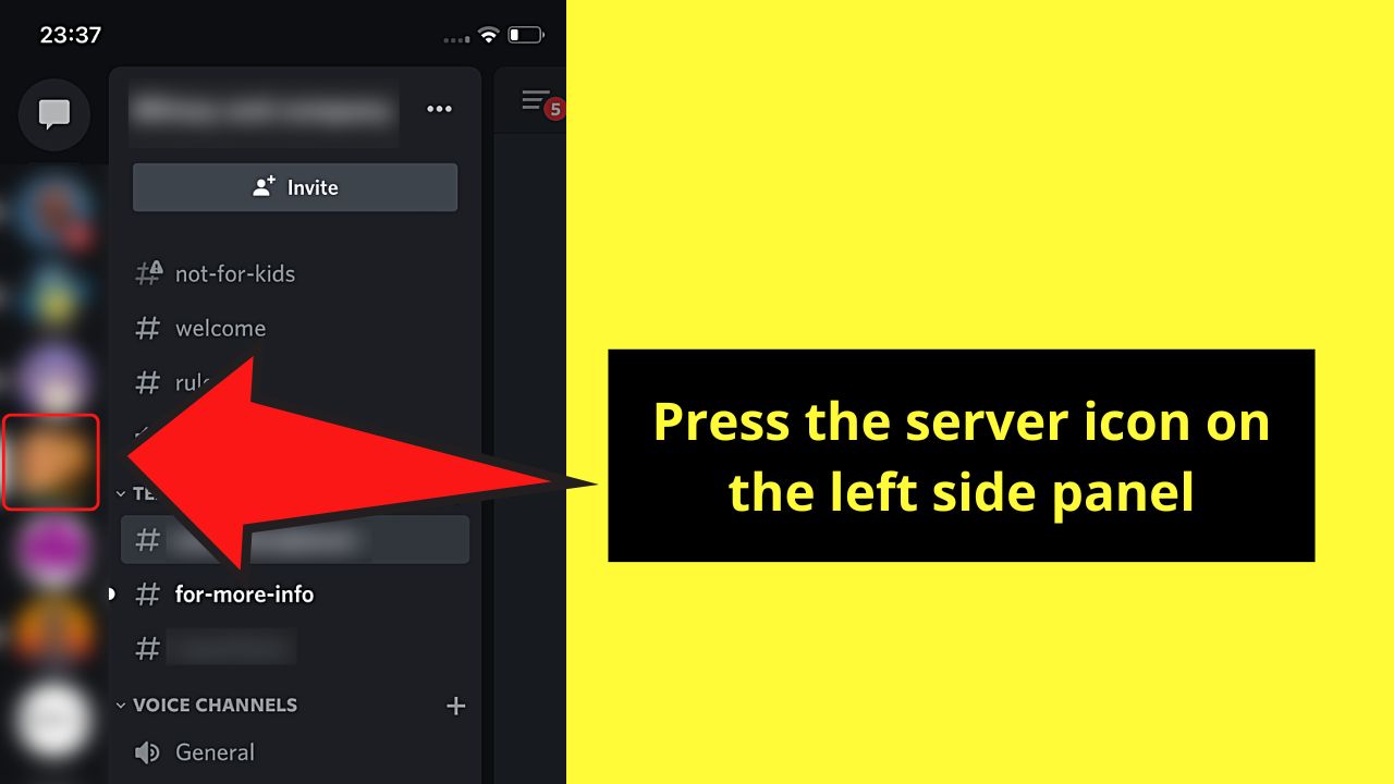 Enabling Discord Community Server Settings on a Mobile Device Step 2