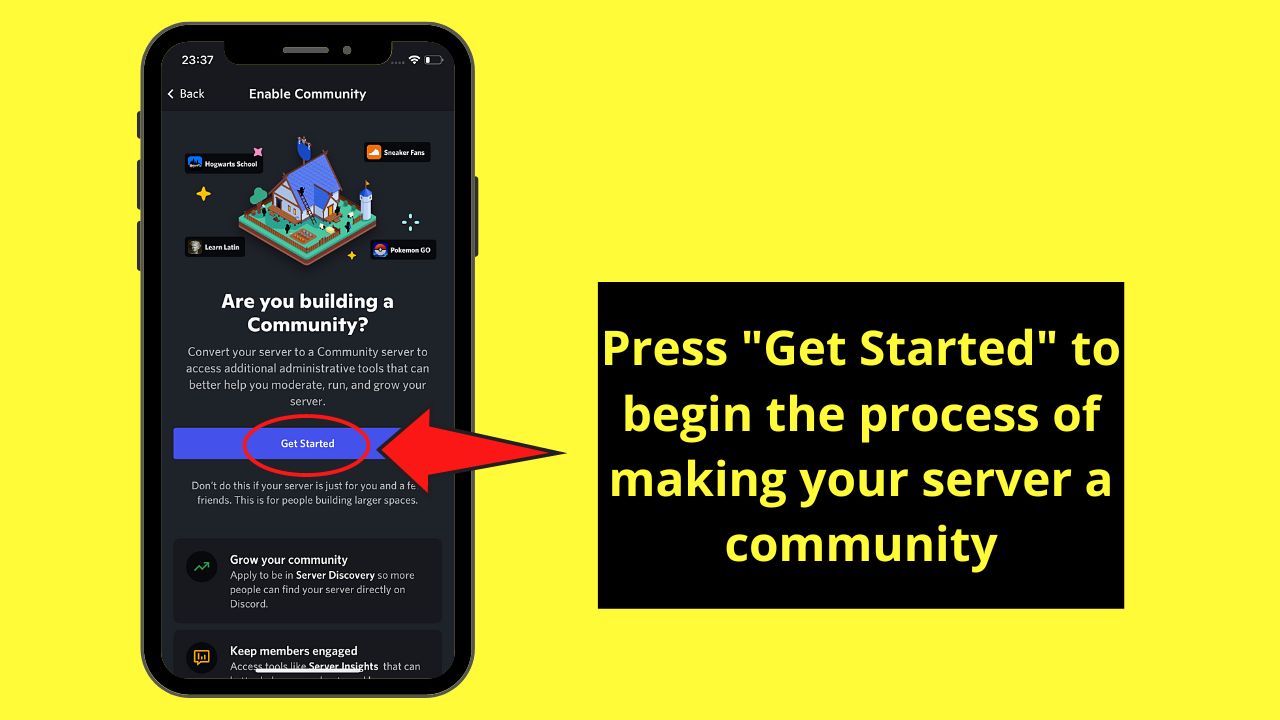 Enabling Discord Community Server Settings on a Mobile Device Step 6