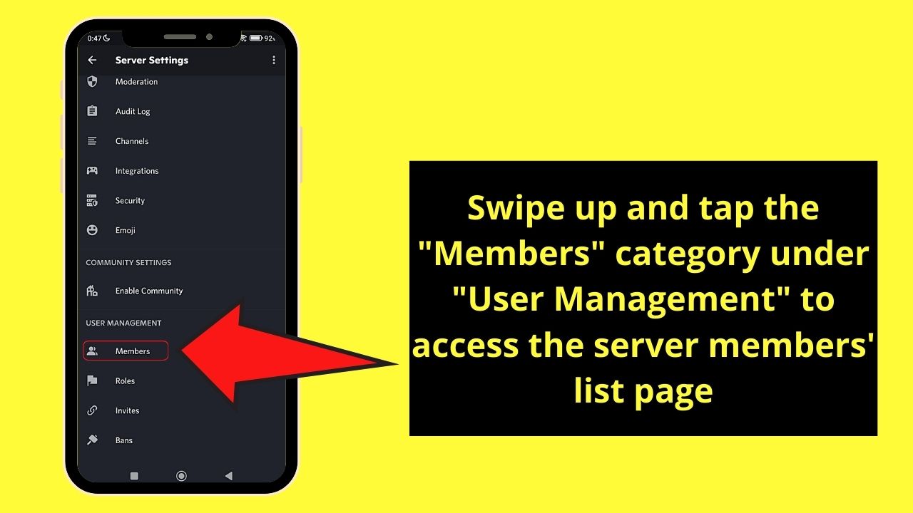 Hiding Offline Members by Checking Member Count on Discord Mobile (Android) Step 5