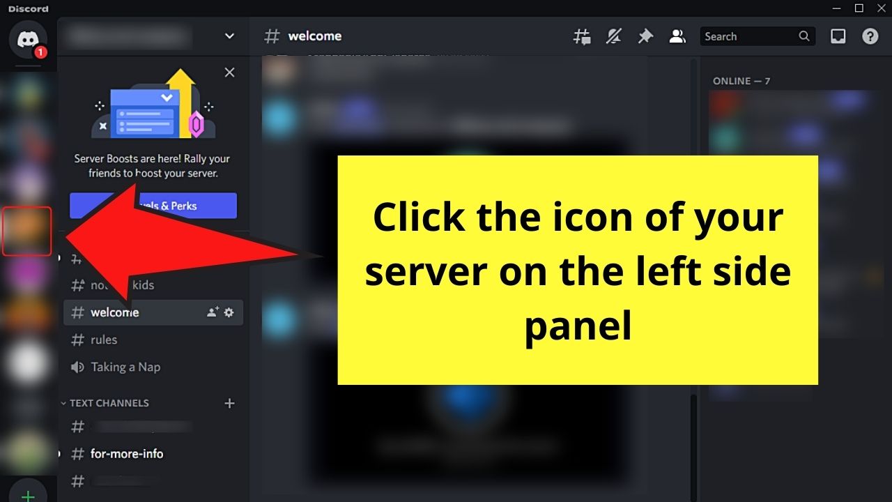Hiding Offline Members by Checking Member Count on Discord Mobile (Desktop) Step 1