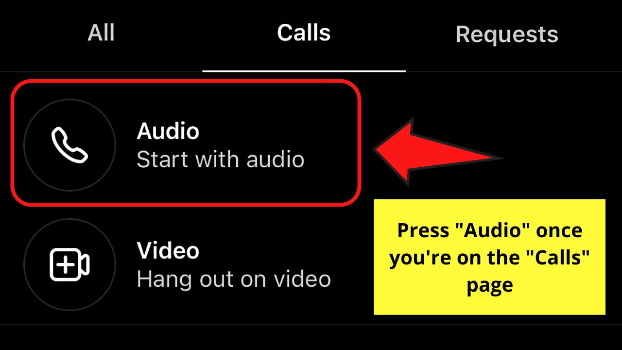 How to Audio Call on Instagram by Accessing the Calls Section Step 3