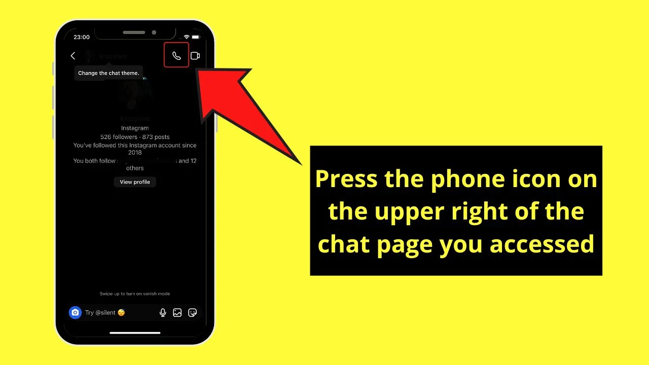 How to Audio Call on Instagram by Accessing the Chat Page Step 4