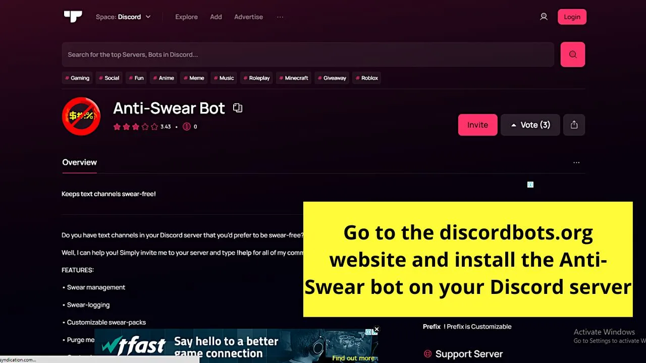 How to Ban Words on Discord by Installing the Anti-Swear Bot 1