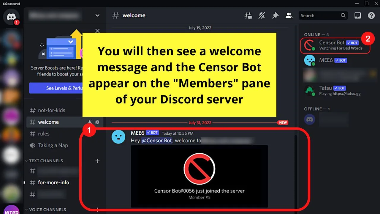 How to Ban Words on Discord by Installing the Censor Bot Step 15