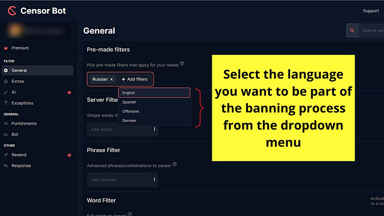 How to Ban Words on Discord by Installing the Censor Bot Step 5.3