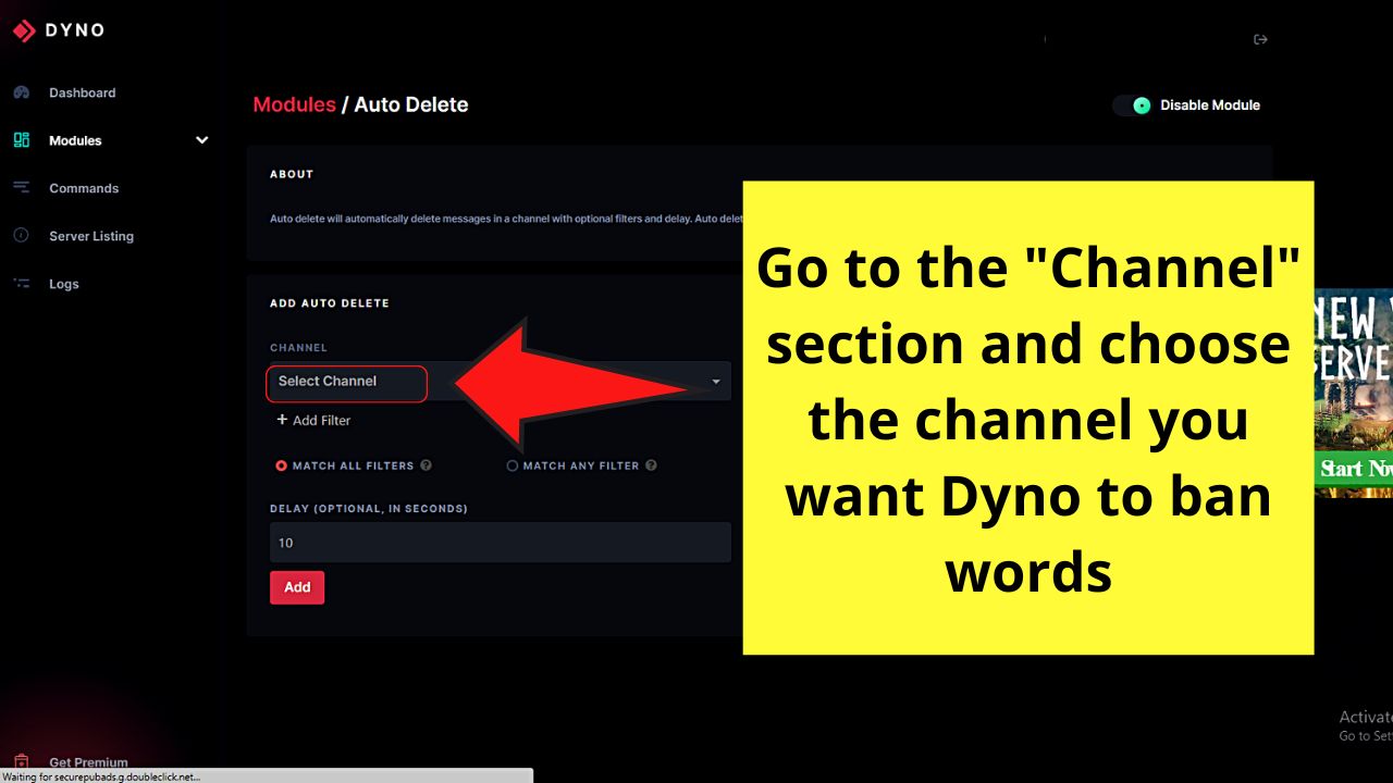 How to Ban Words on Discord by Installing the Dyno Bot Step 7