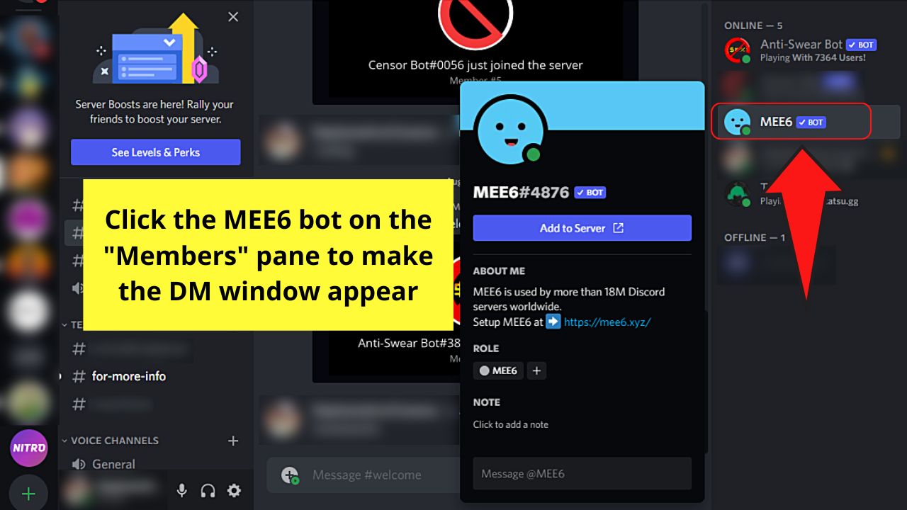 How to Ban Words on Discord by Installing the MEE6 Bot Step 1