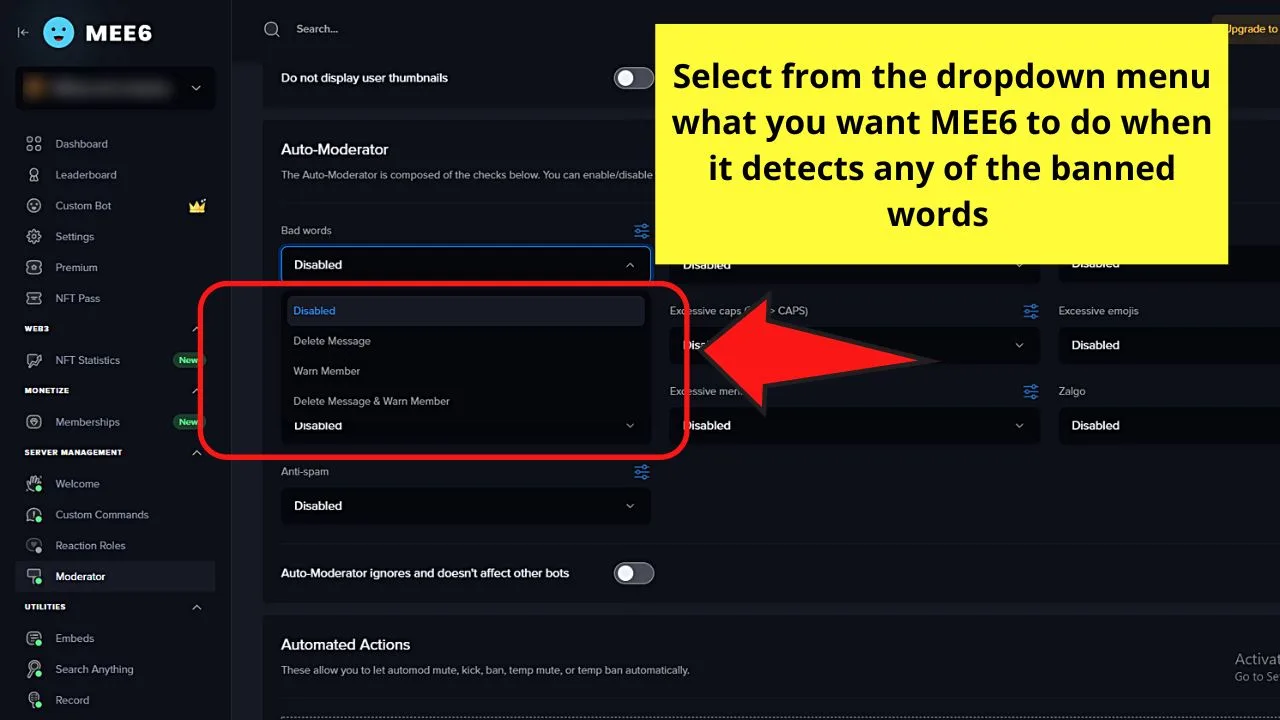 How to Ban Words on Discord by Installing the MEE6 Bot Step 10