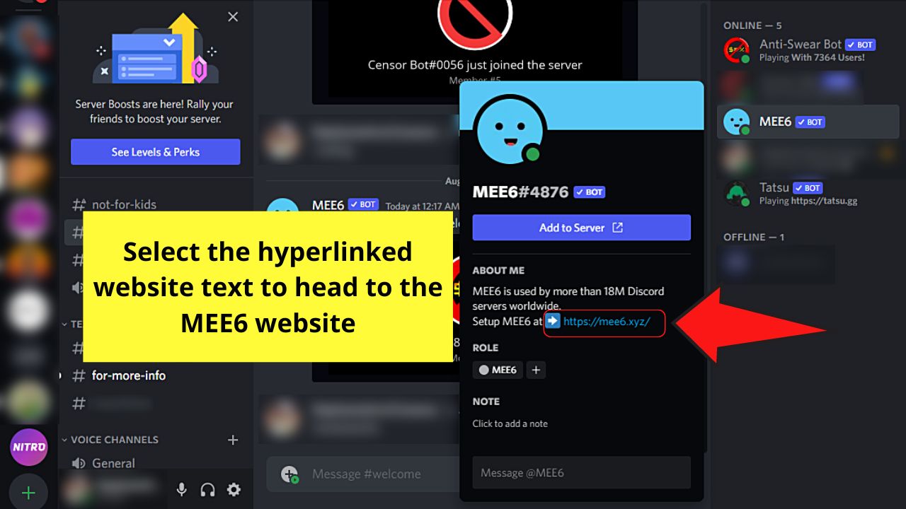 How to Ban Words on Discord by Installing the MEE6 Bot Step 2.1