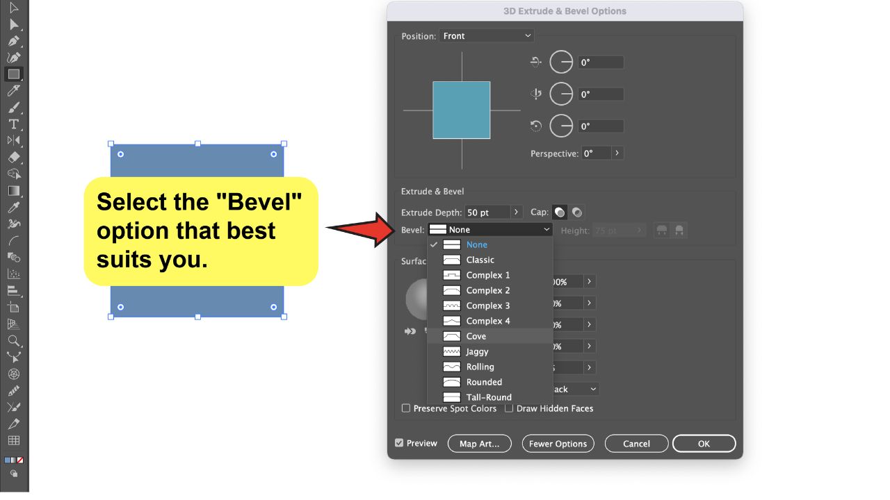 How to Bevel and Emboss in Illustrator Step 4a