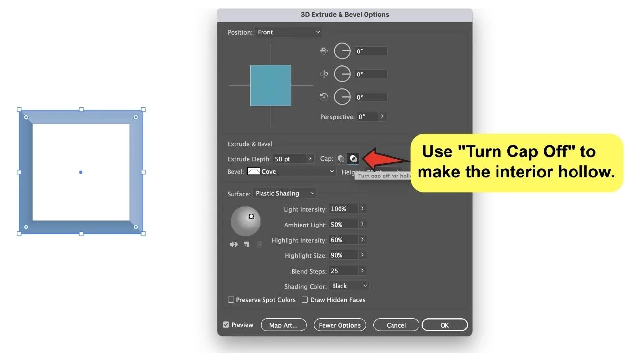 How to Bevel and Emboss in Illustrator Step 4d