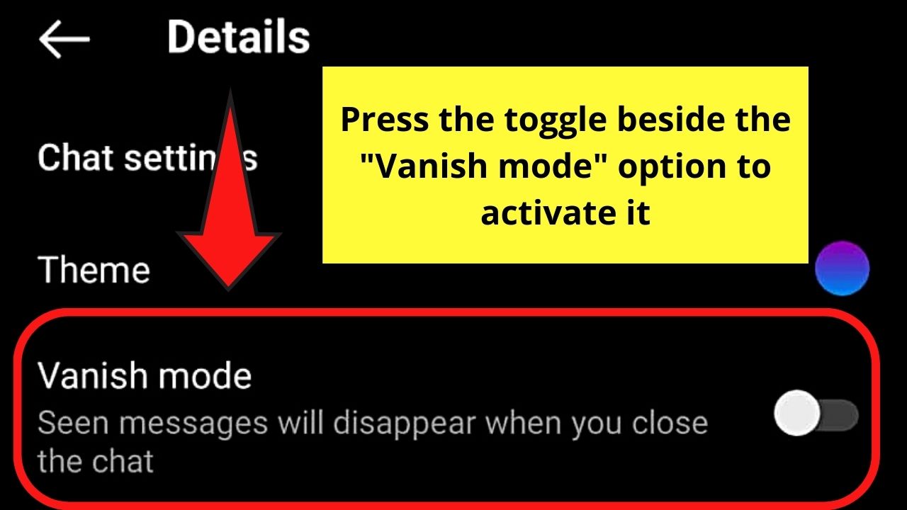 How to Delete Calls on Instagram by Activating Vanish Mode Step 4