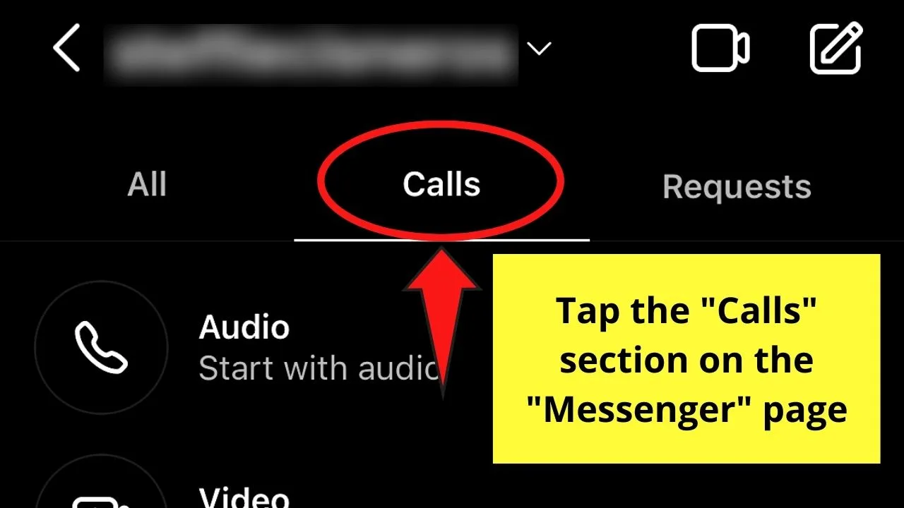 How to Delete Calls on Instagram in the Calls Section Step 3