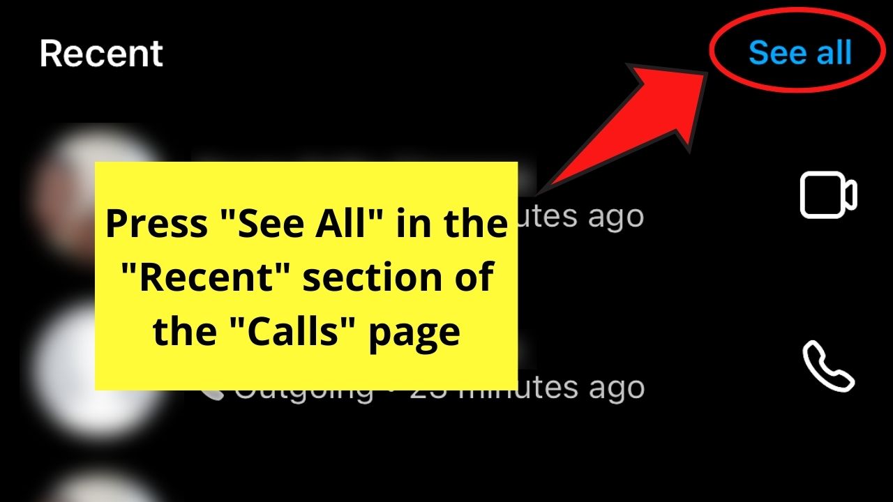 How to Delete Calls on Instagram in the Calls Section Step 4